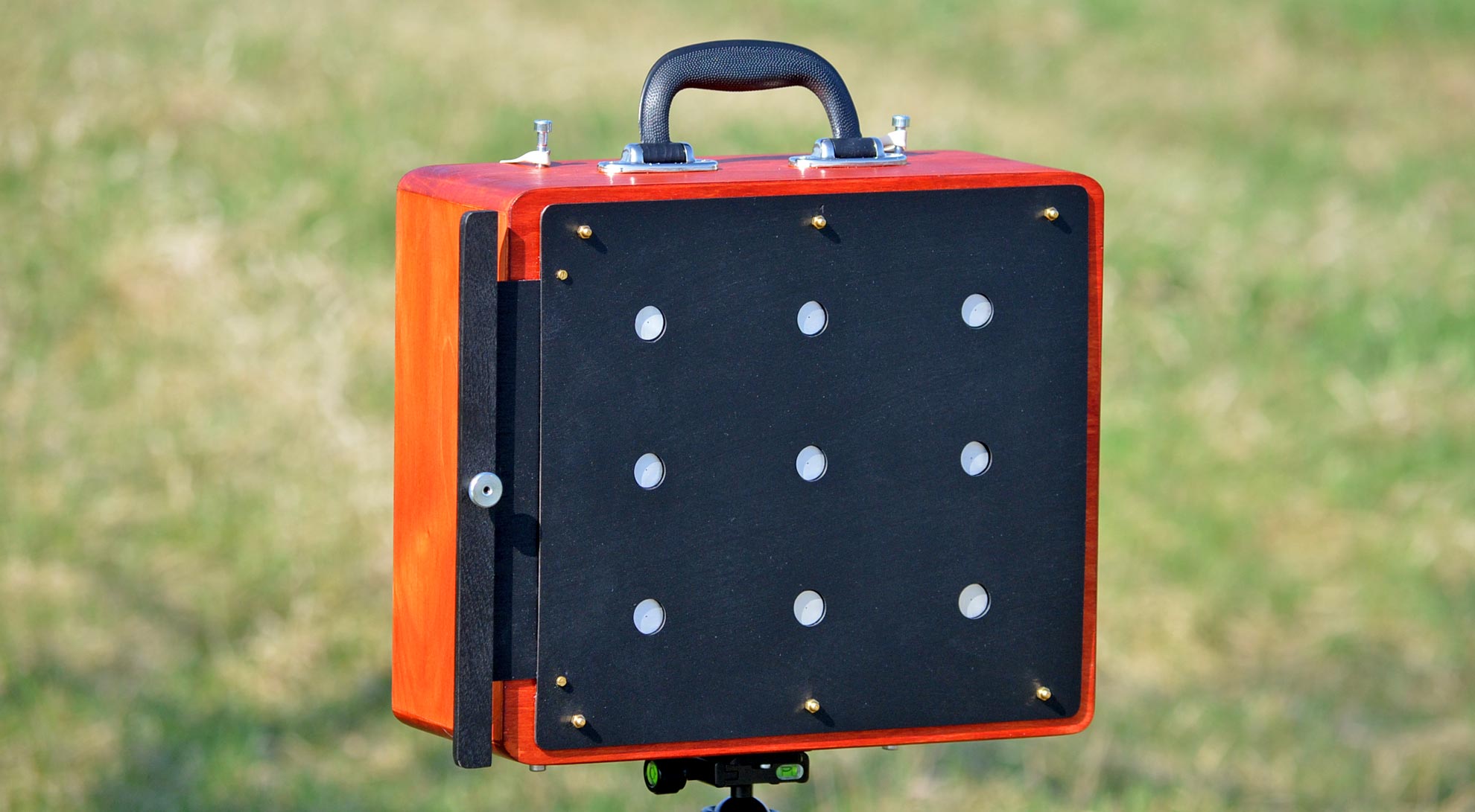 8x10 inch pinhole camera with 9 shutters opened simultaneously